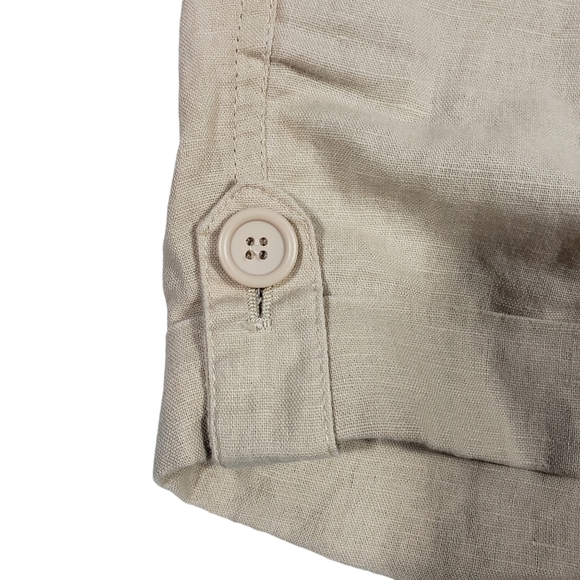 Papaya Tan Beige 100% Linen Shorts Size Large Cuffed Lightweight Breathable - Picture 7 of 13